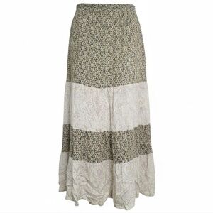 Mystree Blue and Cream Patterned Maxi Skirt Size Medium